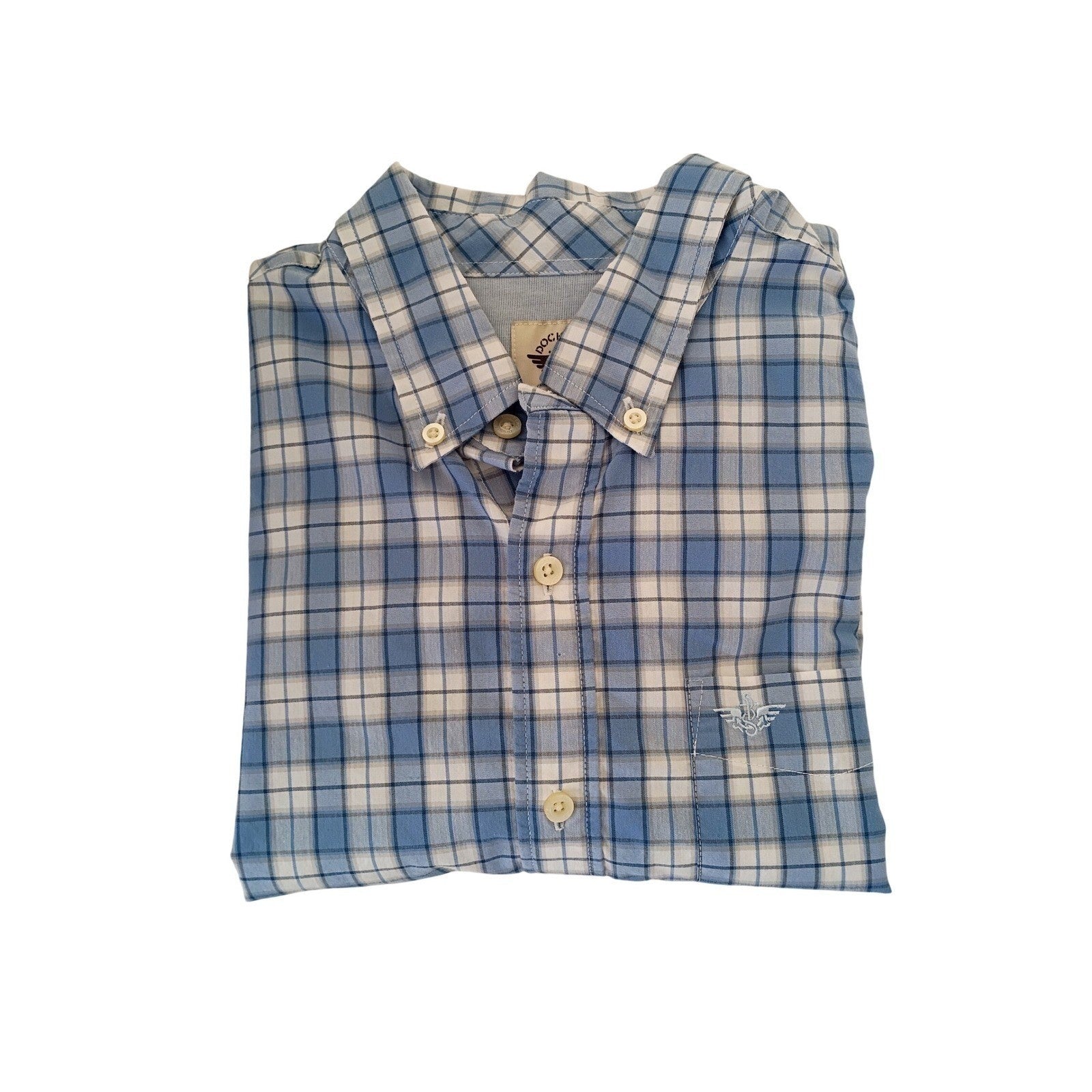 Dockers NWOT Men's Classic Fit Plaid Button Down Shirt Blue White Long Sleeve M
