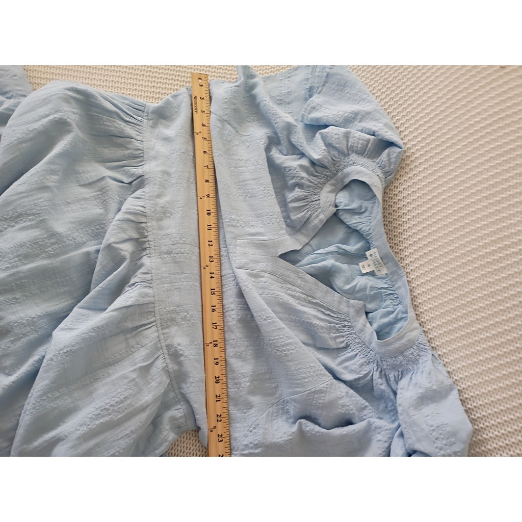 Market & Spruce Light Blue Tiered Maxi Dress XL V-Neck Flutter Sleeve Cotton Bld