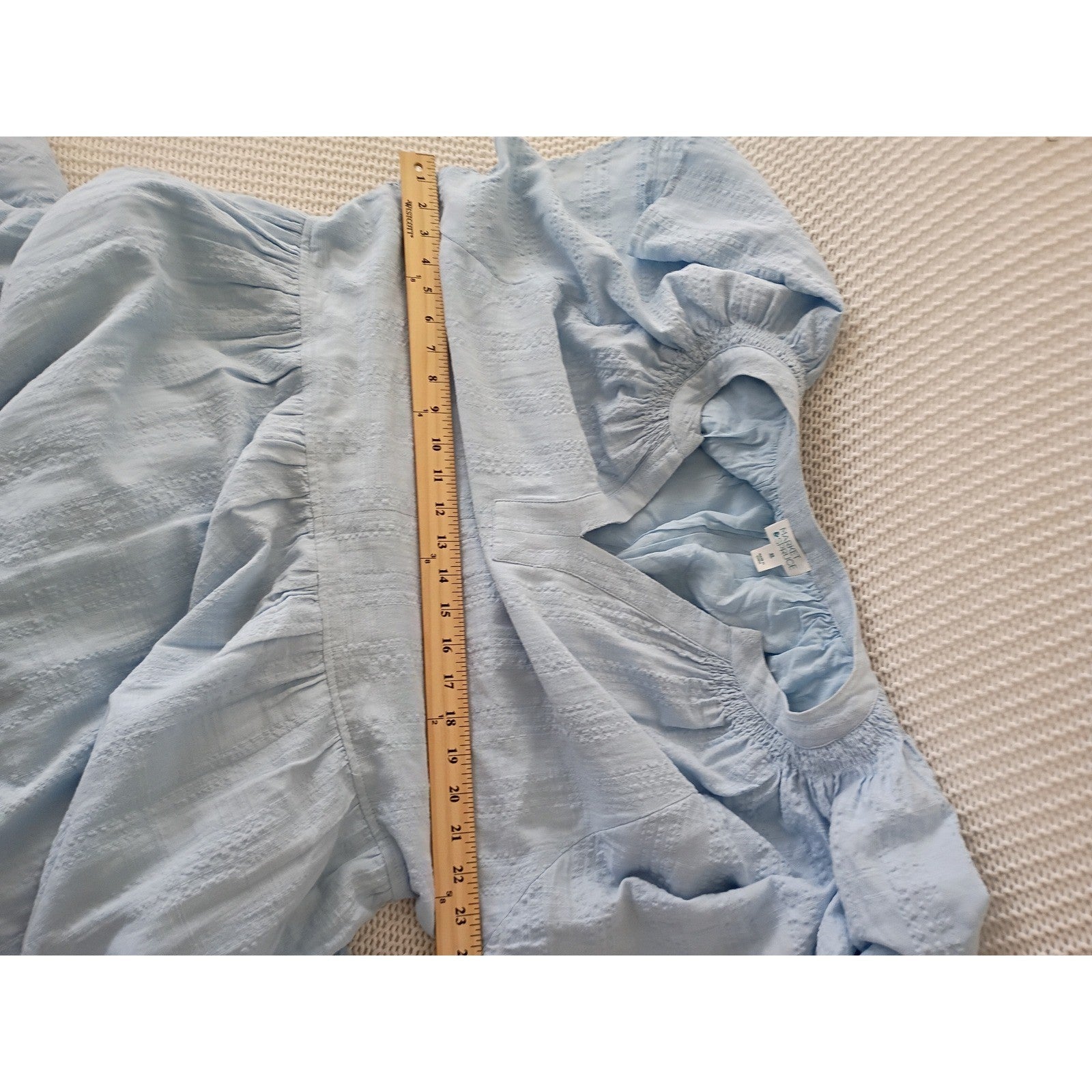 Market & Spruce Light Blue Tiered Maxi Dress XL V-Neck Flutter Sleeve Cotton Bld