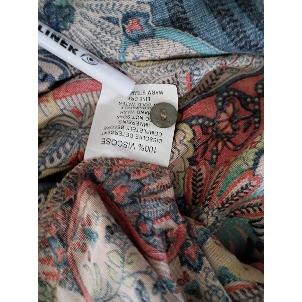 EAST INDIA COMPANY Paisley Print Viscose Midi Dress 3/4 Sleeve Elastic Waist