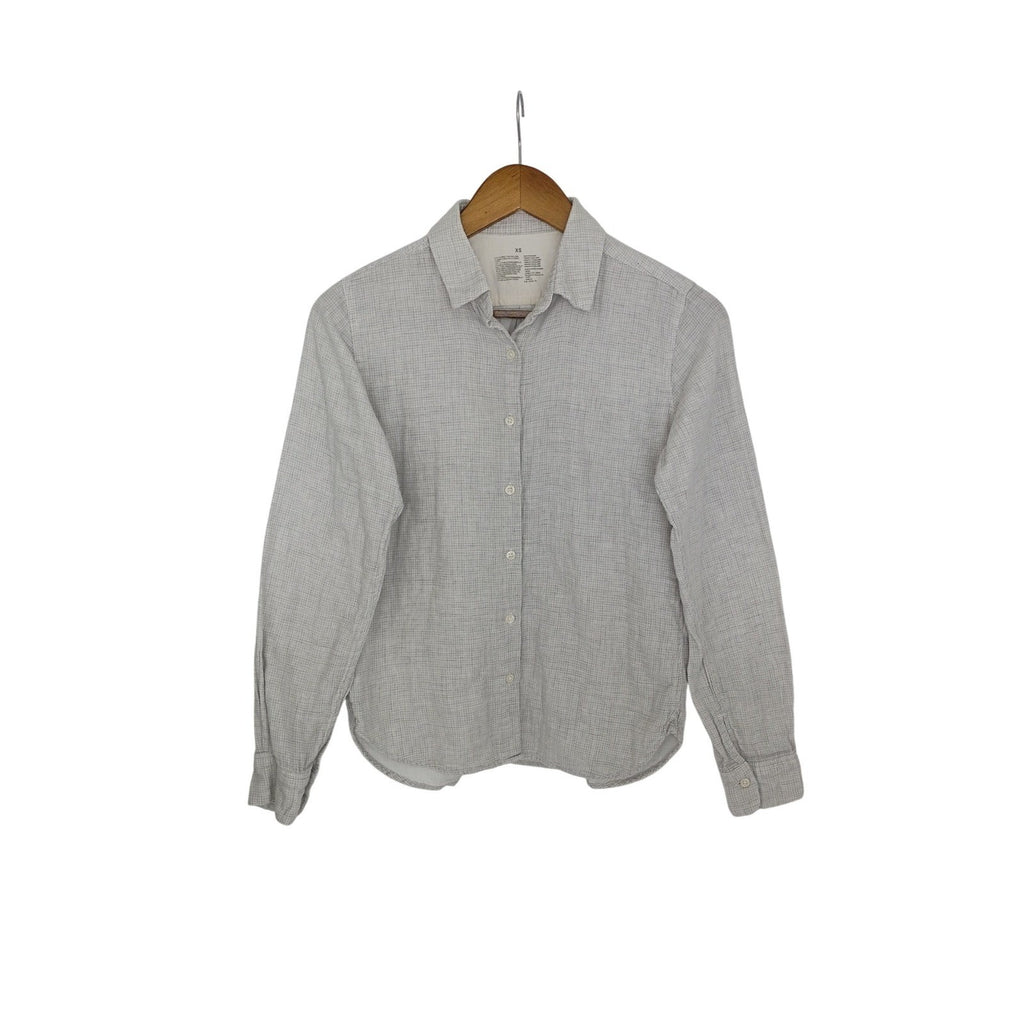 Uniqlo Linen Blend Long Sleeve Button Up Shirt Gray Fits S Casual Everyday