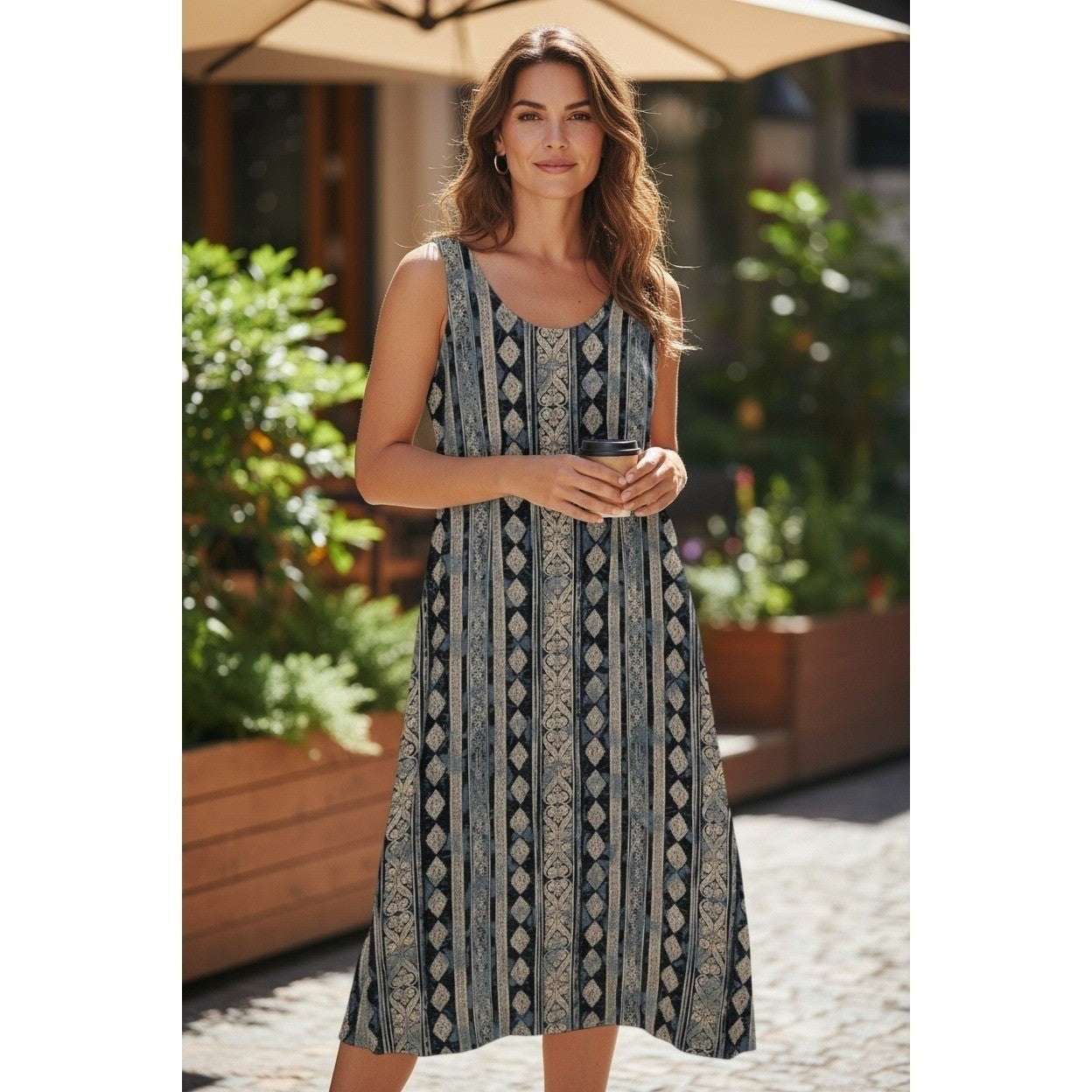 Marks & Spencer Vintage Maxi Dress Blue Paisley Boho Effortless Sleeveless M