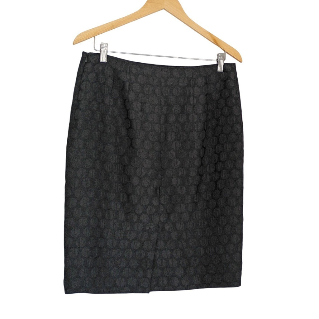 Maeve Anthropologie Black Textured Polka Dot Jacquard Pencil Skirt Medium 8