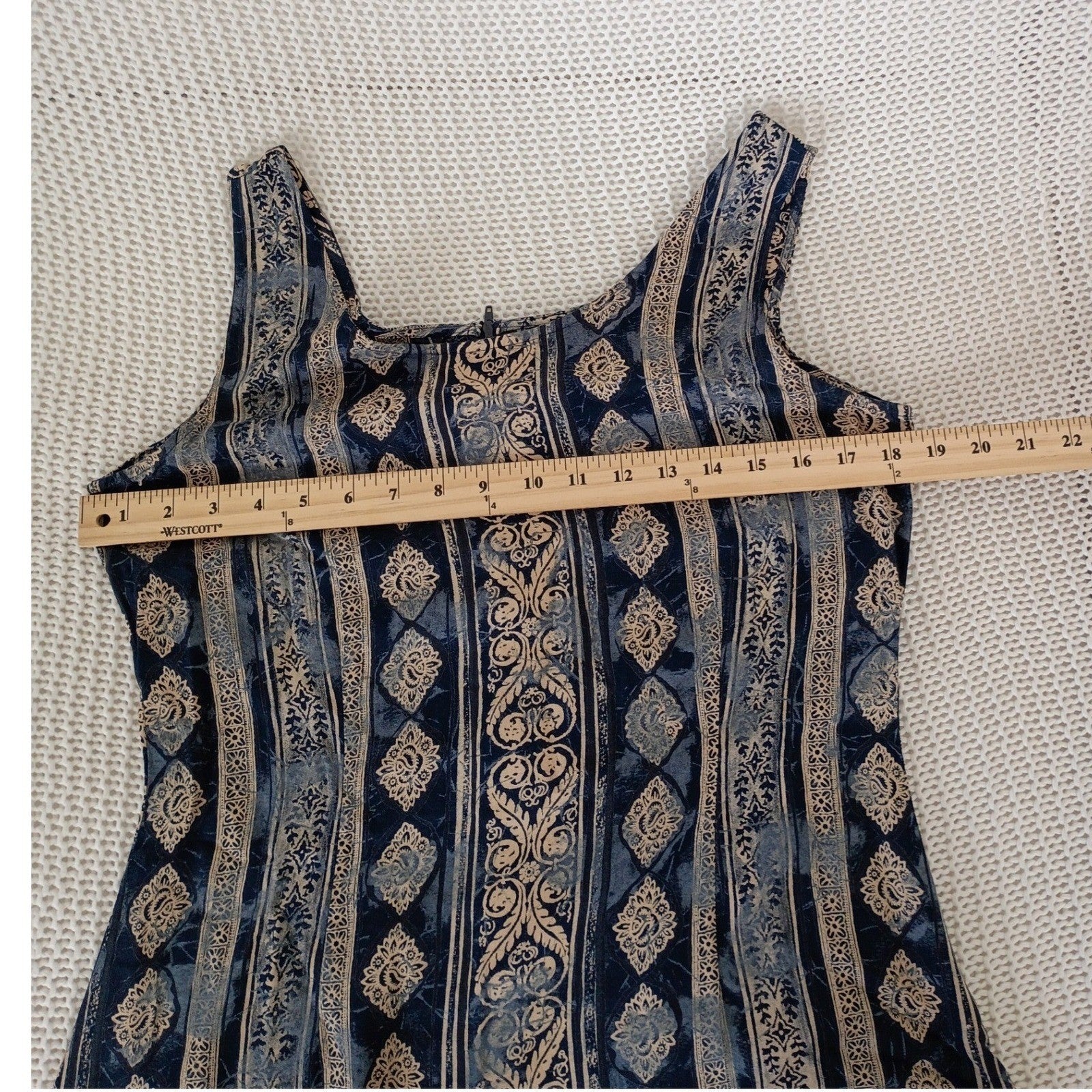 Marks & Spencer Vintage Maxi Dress Blue Paisley Boho Effortless Sleeveless M