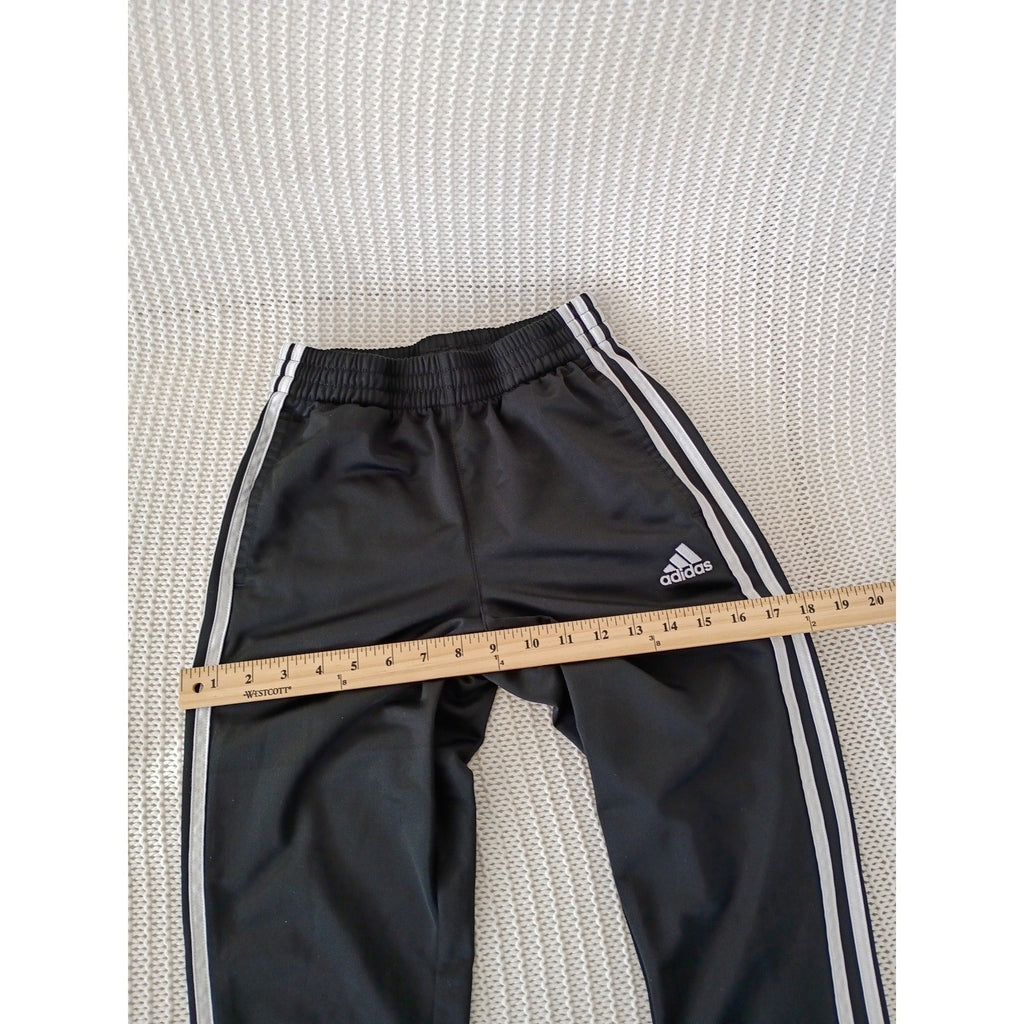 Adidas Youth 10/12 Track Pants Black White 3 Stripe Joggers Fits Women Petite S
