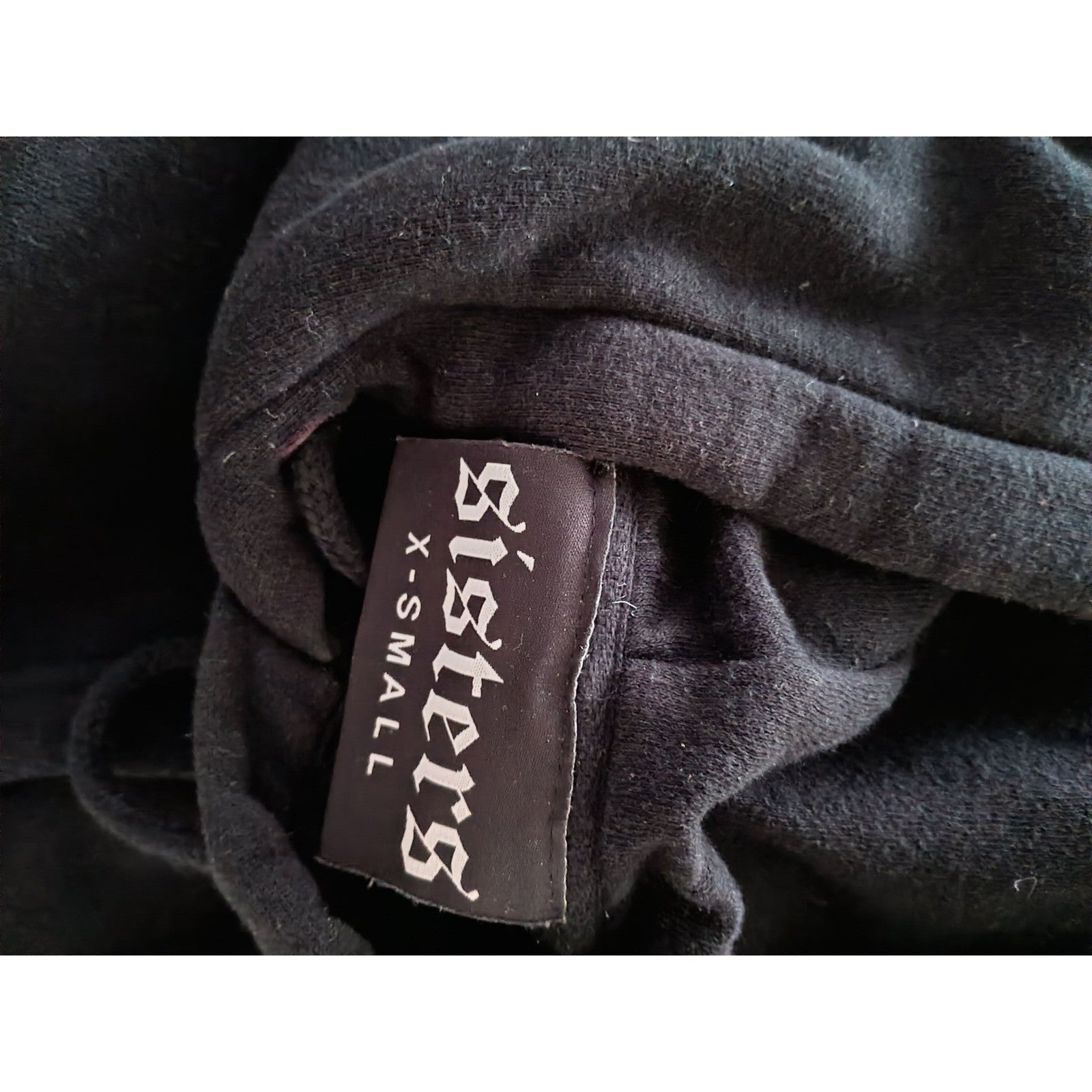 SISTERS Black Gothic Logo Hoodie 100% Cotton Sweatshirt Fits S Made USA