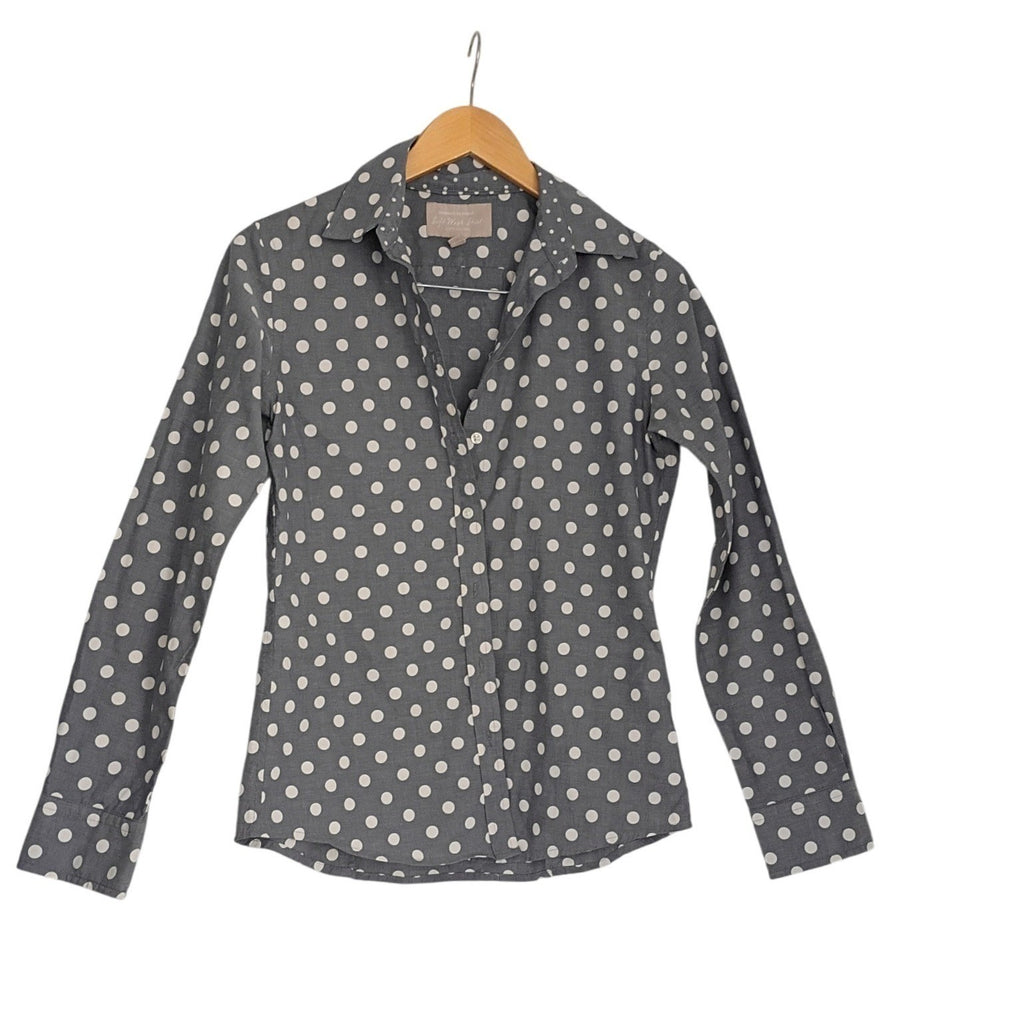 Banana Republic Soft Wash Shirt Polka Dot Grey White Button Down Classic Fits S
