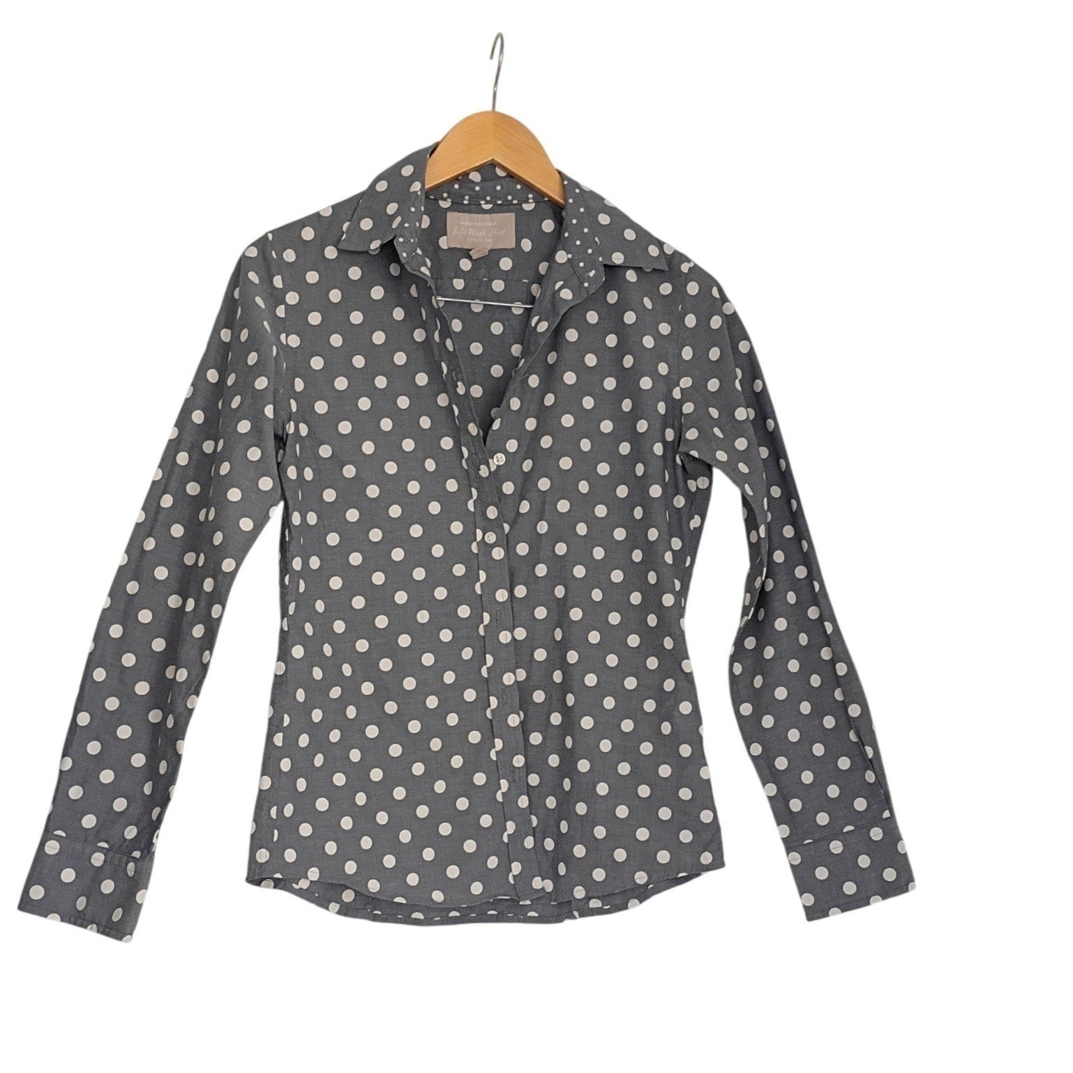 Banana Republic Soft Wash Shirt Polka Dot Grey White Button Down Classic Fits S