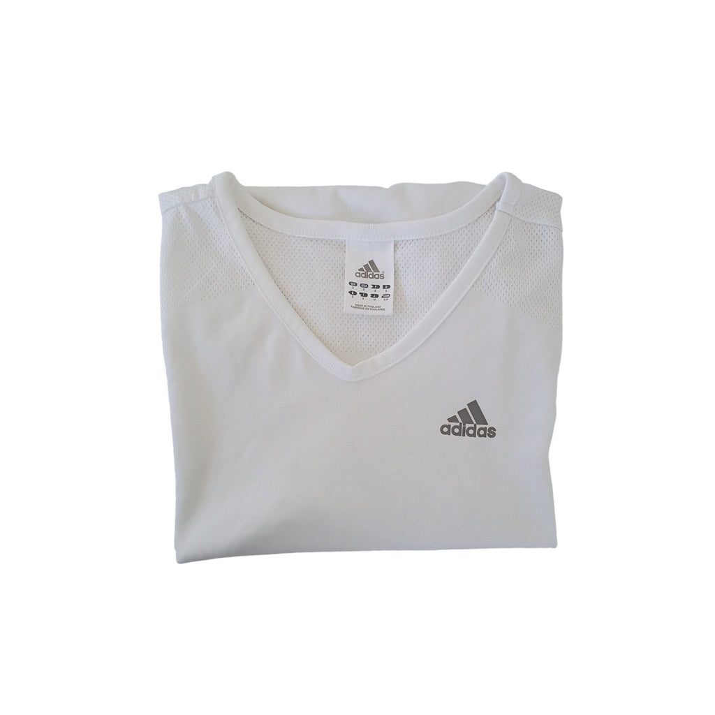 Adidas ClimaCool V Neck Athletic T Shirt White Womens Size S