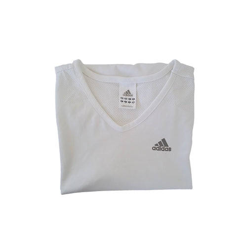 Adidas ClimaCool V Neck Athletic T Shirt White Womens Size S