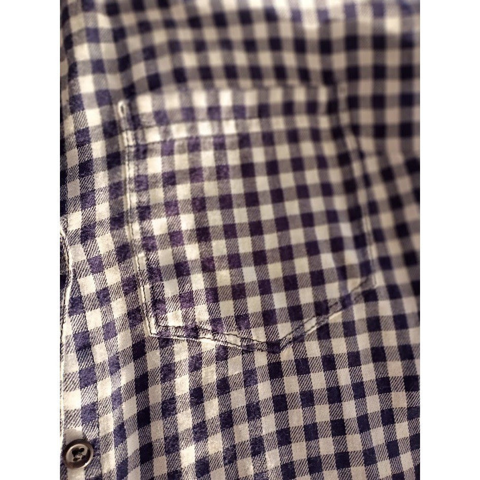 GAP Check Boyfriend Shirt Navy White Cotton Preppy Tailored M NWOT