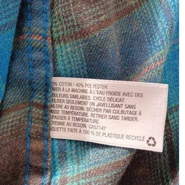 MOSSIMO SUPPLY CO Plaid Flannel Button Up Shirt Blue Brown L Cotton Blen