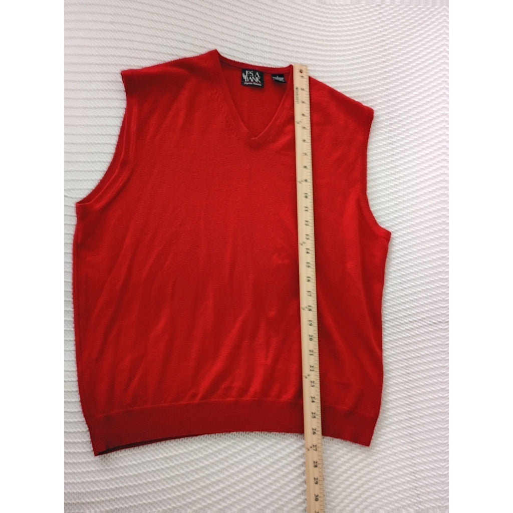 Jos A Bank Signature L Red 100% Merino Wool V-Neck Sweater Vest Italian Yarn Men
