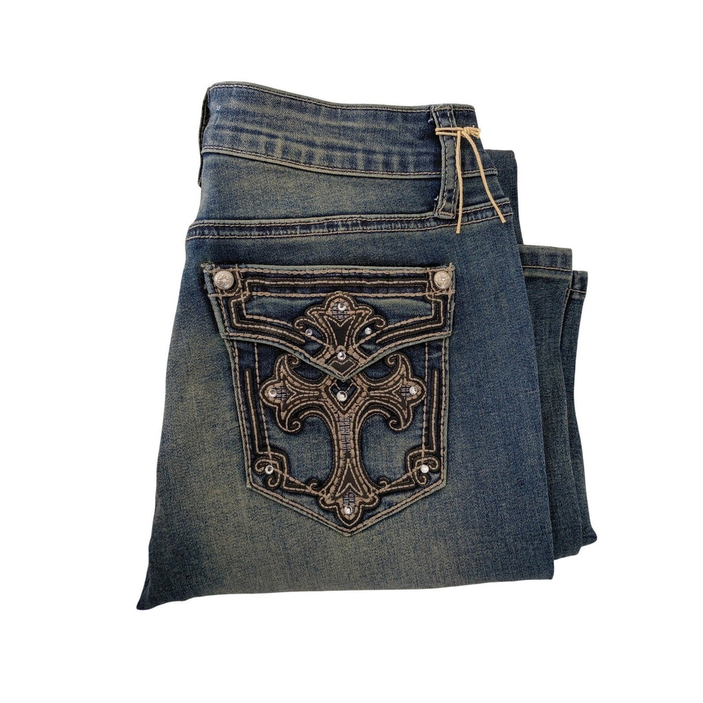 FIRE & RAIN Embellished Bootcut Jeans Medium Wash Size 7