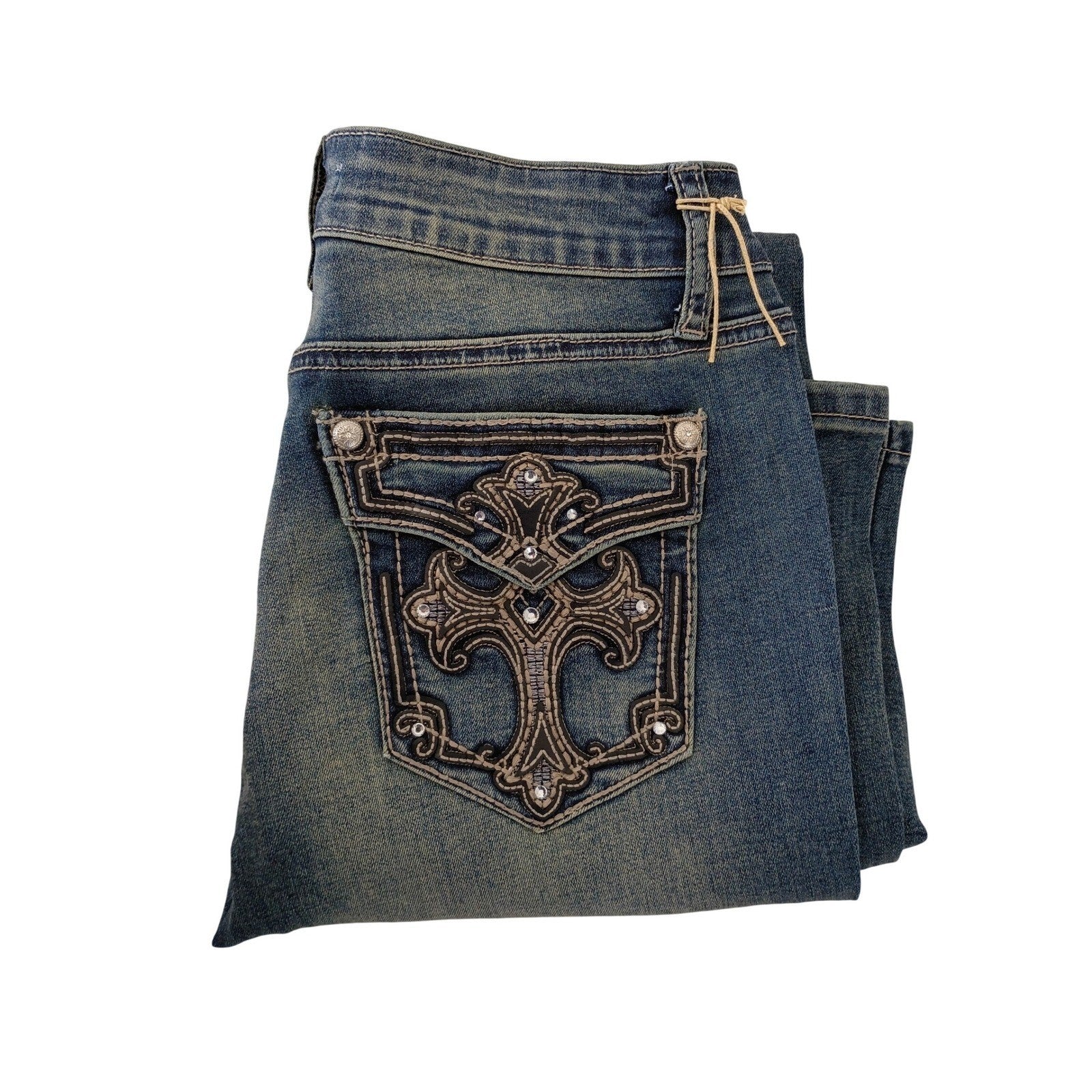 FIRE & RAIN Embellished Bootcut Jeans Medium Wash Size 7