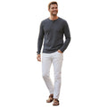 Lucky Brand Venice Burnout Cotton Blend Henley Shirt Long Sleeve Gray Mens M