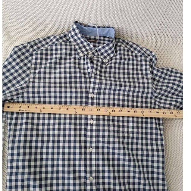J.McLaughlin NWT Collis Shirt Navy White Gingham Check Button Down Casual Mens M