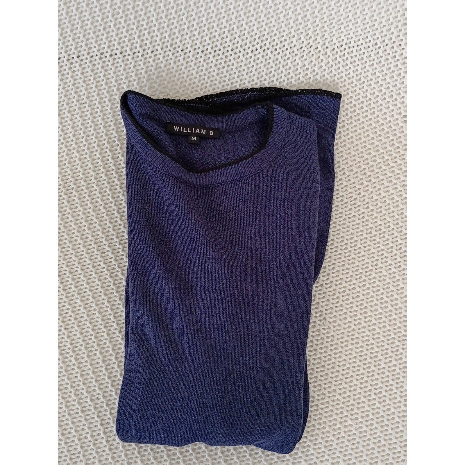William B Bell Sleeve Knit Sweater Navy Blue Boho Flowy Pullover Womens M
