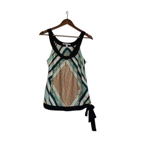 Old Navy Teal Geometric Halter Top M Medium Tie Waist Chevron Blouse Retro Boho