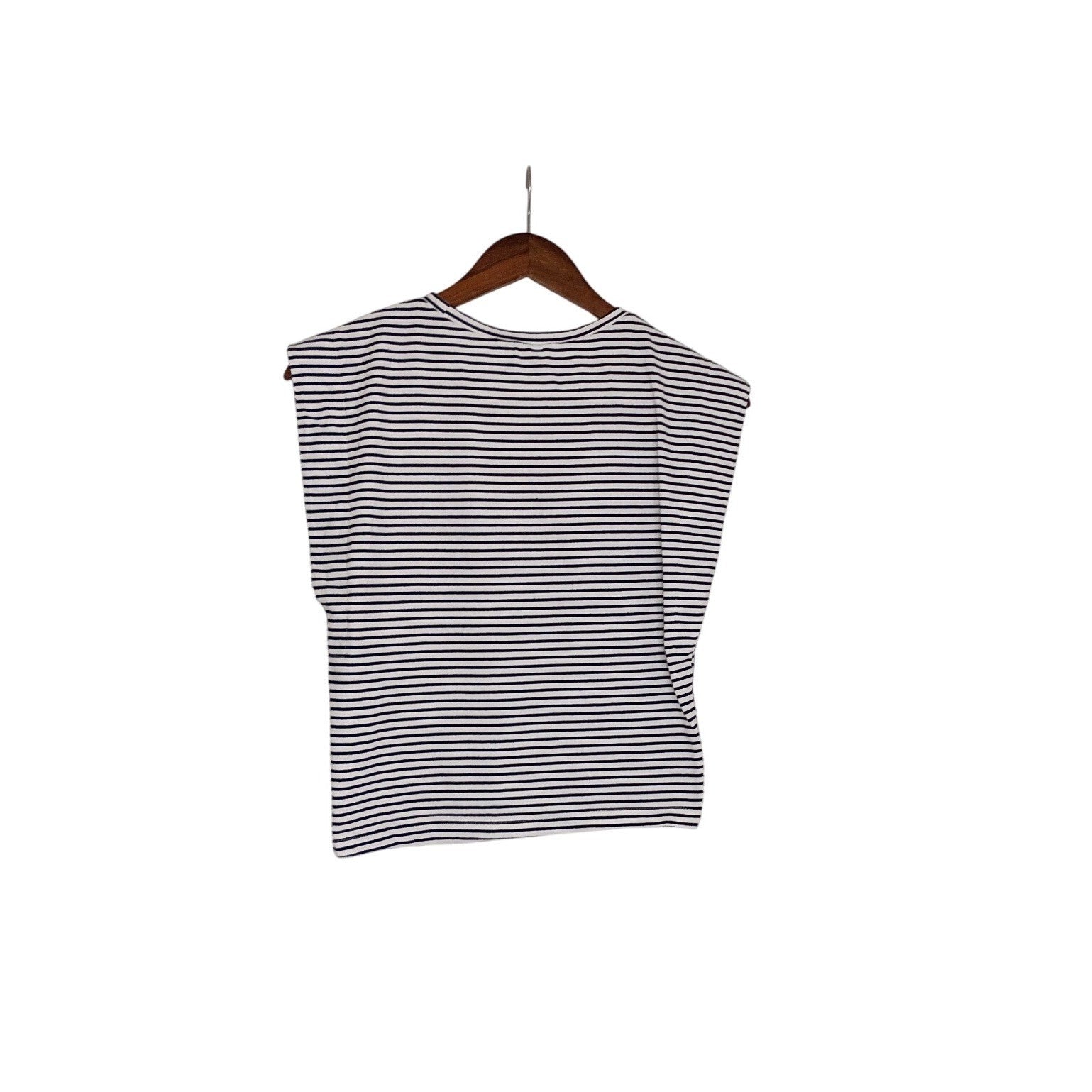 Zara Coastal Nautical Striped Tank Navy White Cotton Slvels Crew Neck Top S NWOT