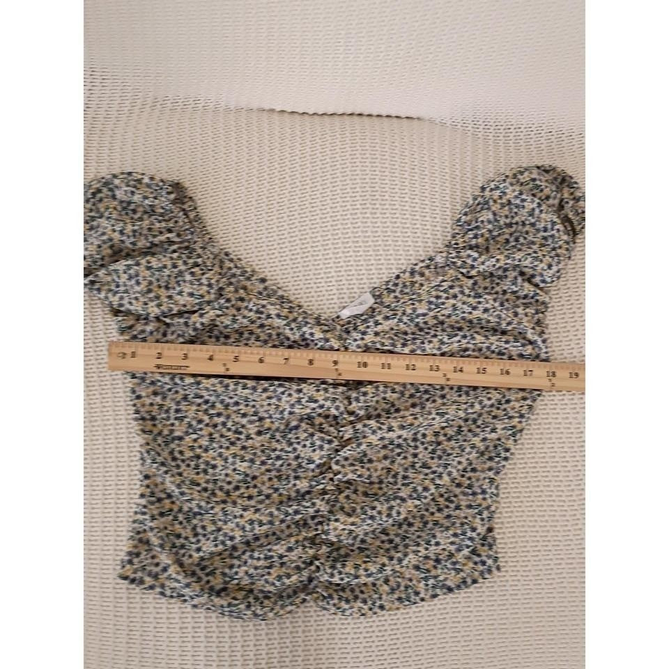 Sienna Sky Floral Puff Sleeve Cropped Top Cottagecore Boho Blouse XS/S