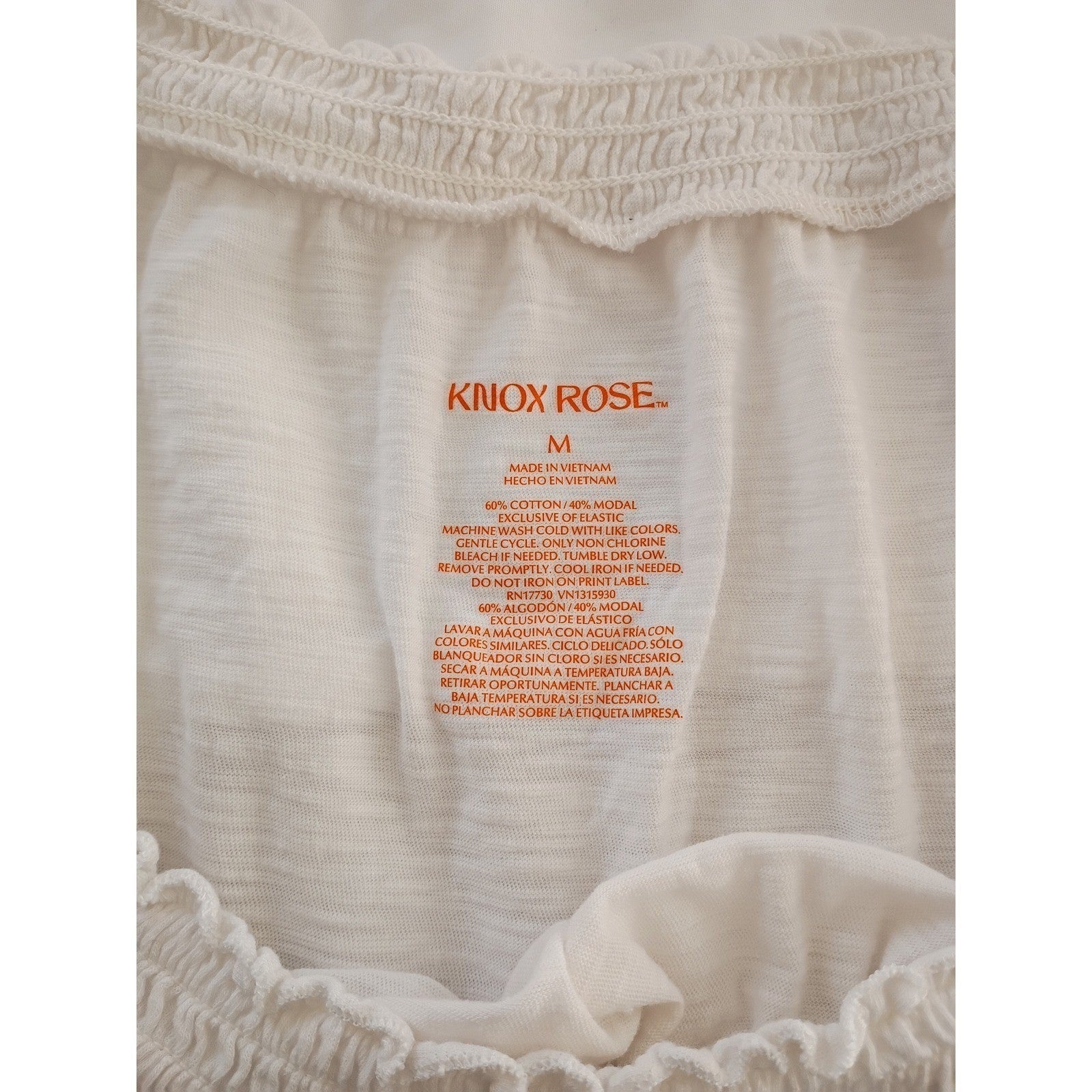 Knox Rose Off Shoulder Smocked Blouse Ivory Boho Peasant Top Women Size M