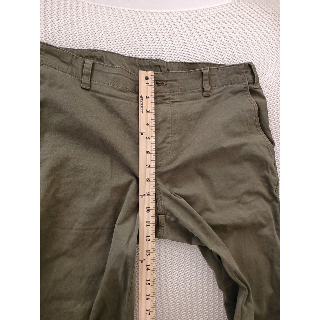 Mango MNG Olive Green Chinos Pants Button Fly Straight Leg Casual Men Size 34