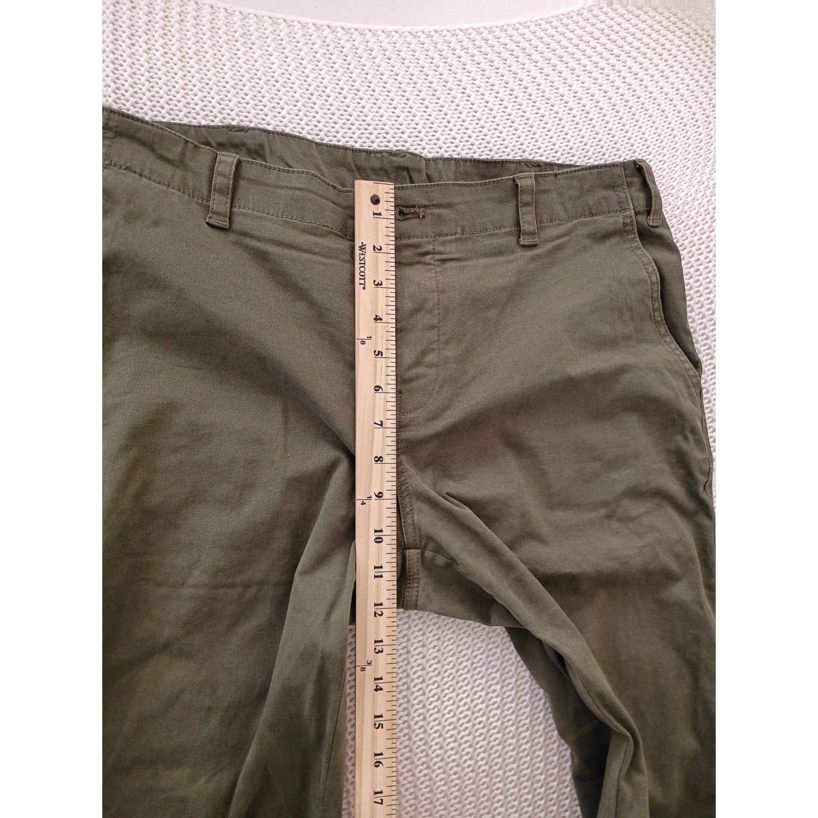 Mango MNG Olive Green Chinos Pants Button Fly Straight Leg Casual Men Size 34