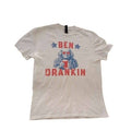 Ben Drankin Patriotic Humor Graphic T Shirt White 100% Cotton Mens S/ M