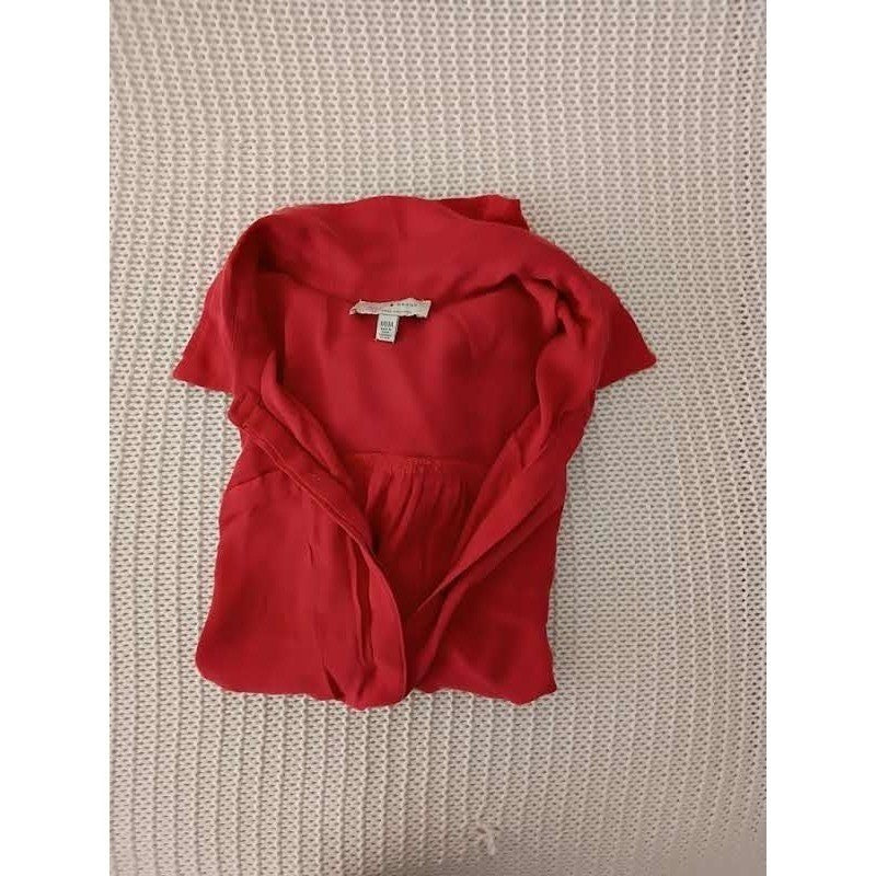 Lucky Brand Red Viscose Short Sleeve Button Down Shirt Women's M