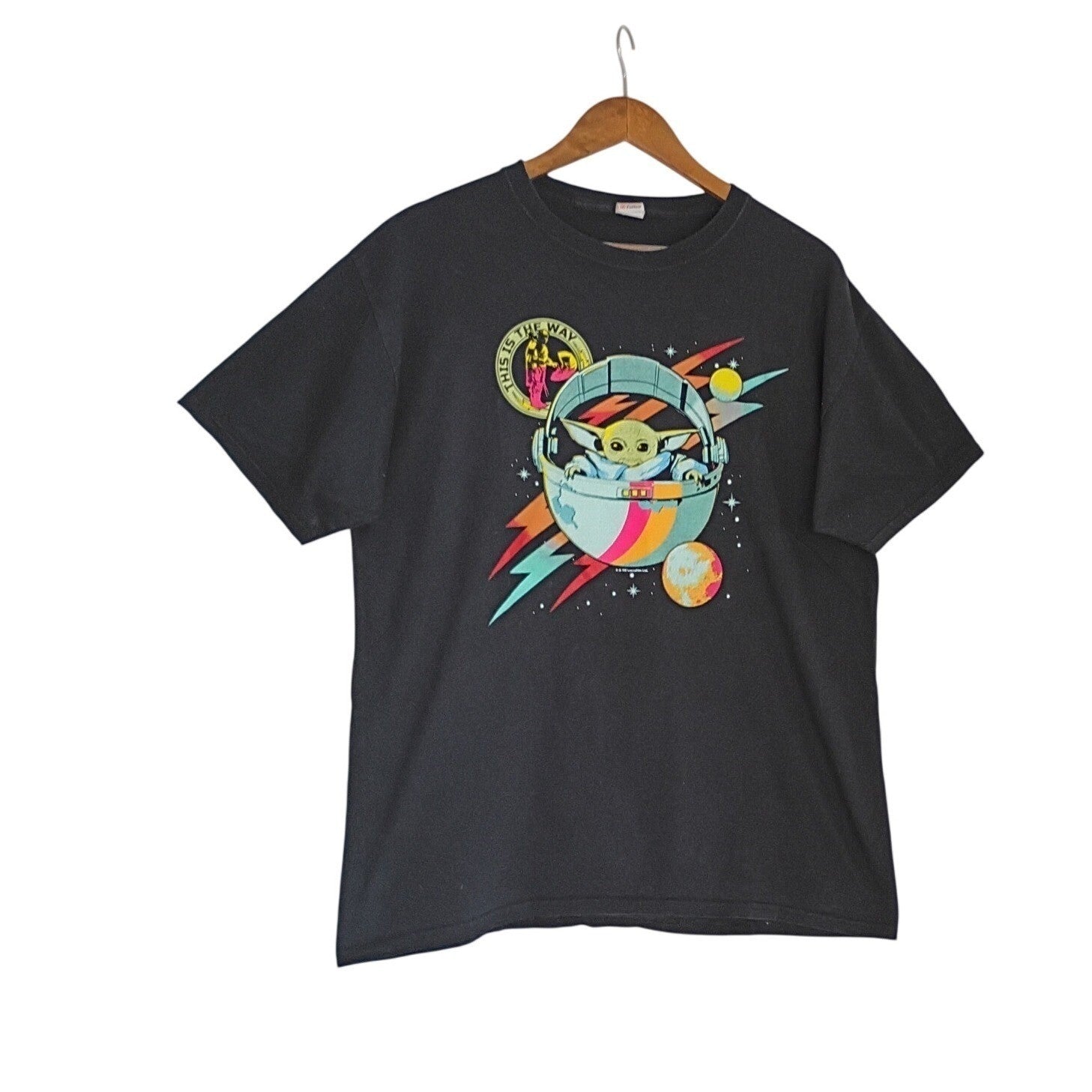 Star Wars Mandalorian Grogu This Is The Way Black 100% Cotton Graphic Tee M/L