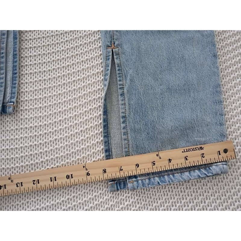 BlankNYC Jean 26x33 Tall High Rise Cooper Long Slim Straight Light Wash SideSlit