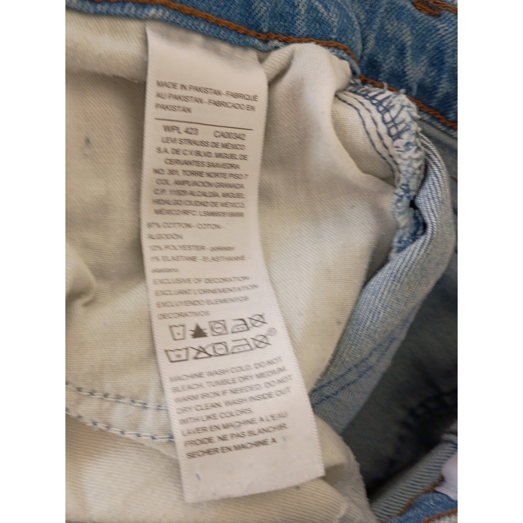 Levi's 501 Straight Leg Jeans Distressed Blue Wash Button Fly Women W25 L30