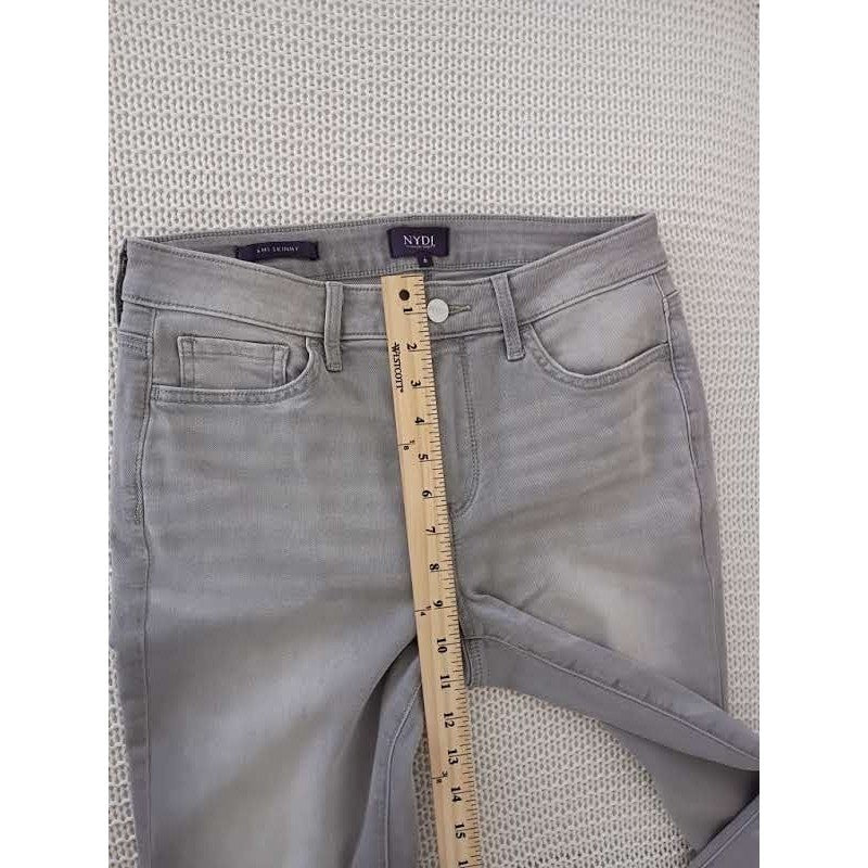 NYDJ Ami Lift Tuck Tech Skinny Jeans Grey Raw Hem Ankle Slit 28x29 Casual Chic