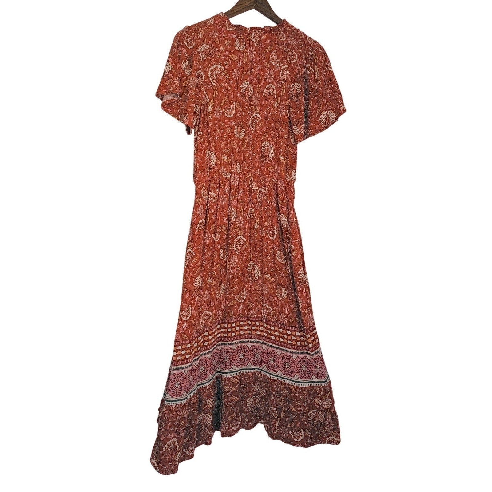 Knox Rose Red Floral Midi Dress S Cottagecore Boho Romantic V-Neck Peasant
