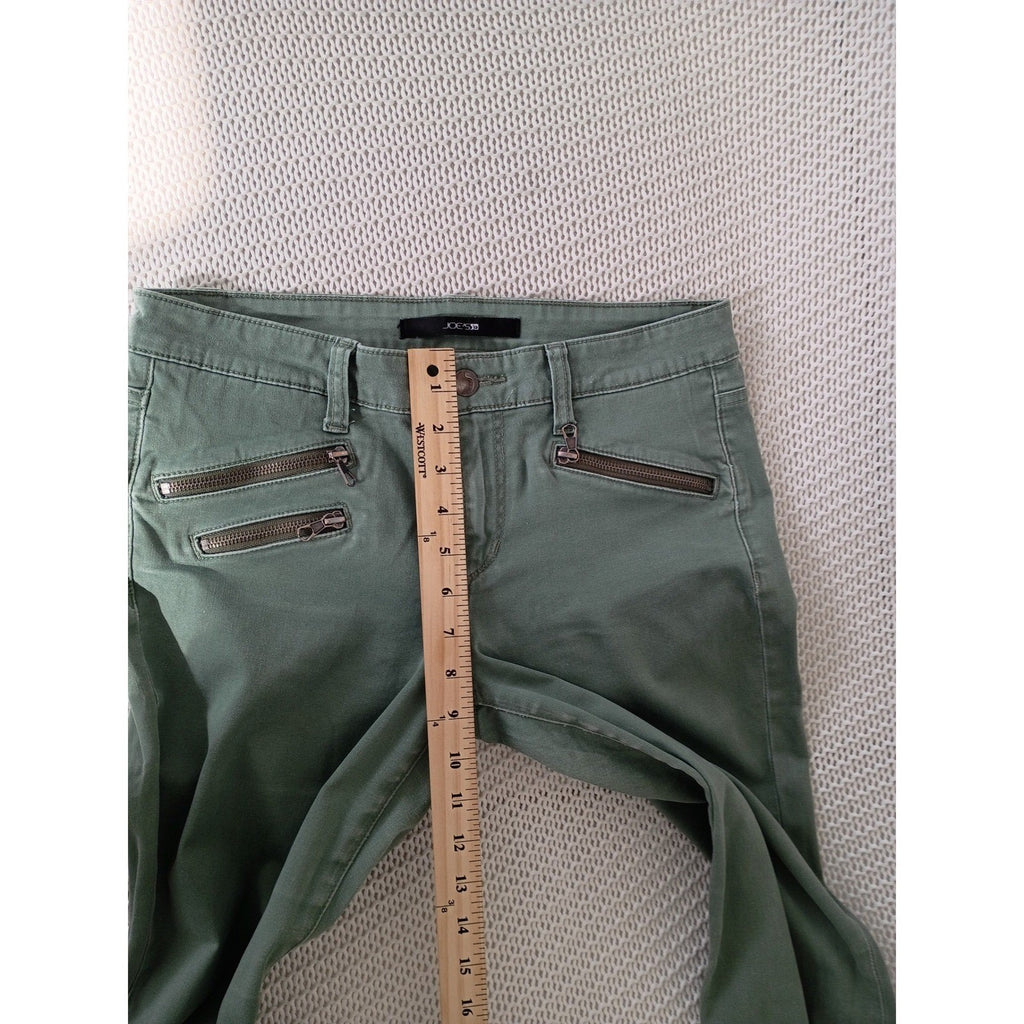 Joe's Jeans Rocker Skinny Olive Green Zipper Detail Stretch 28x31