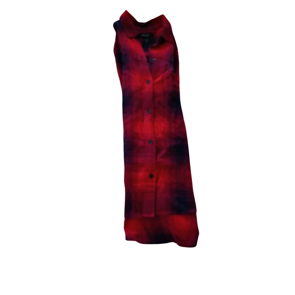 Madewell Classic Red Black Cotton Blend Plaid Button Up Shirt Classic Fit S