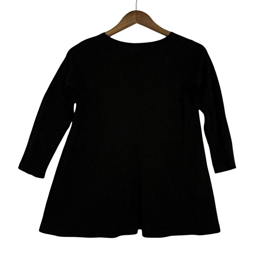 Muji Modal Cotton Blend Black Long Sleeve Top Size S Boat Neck Everyday Wear