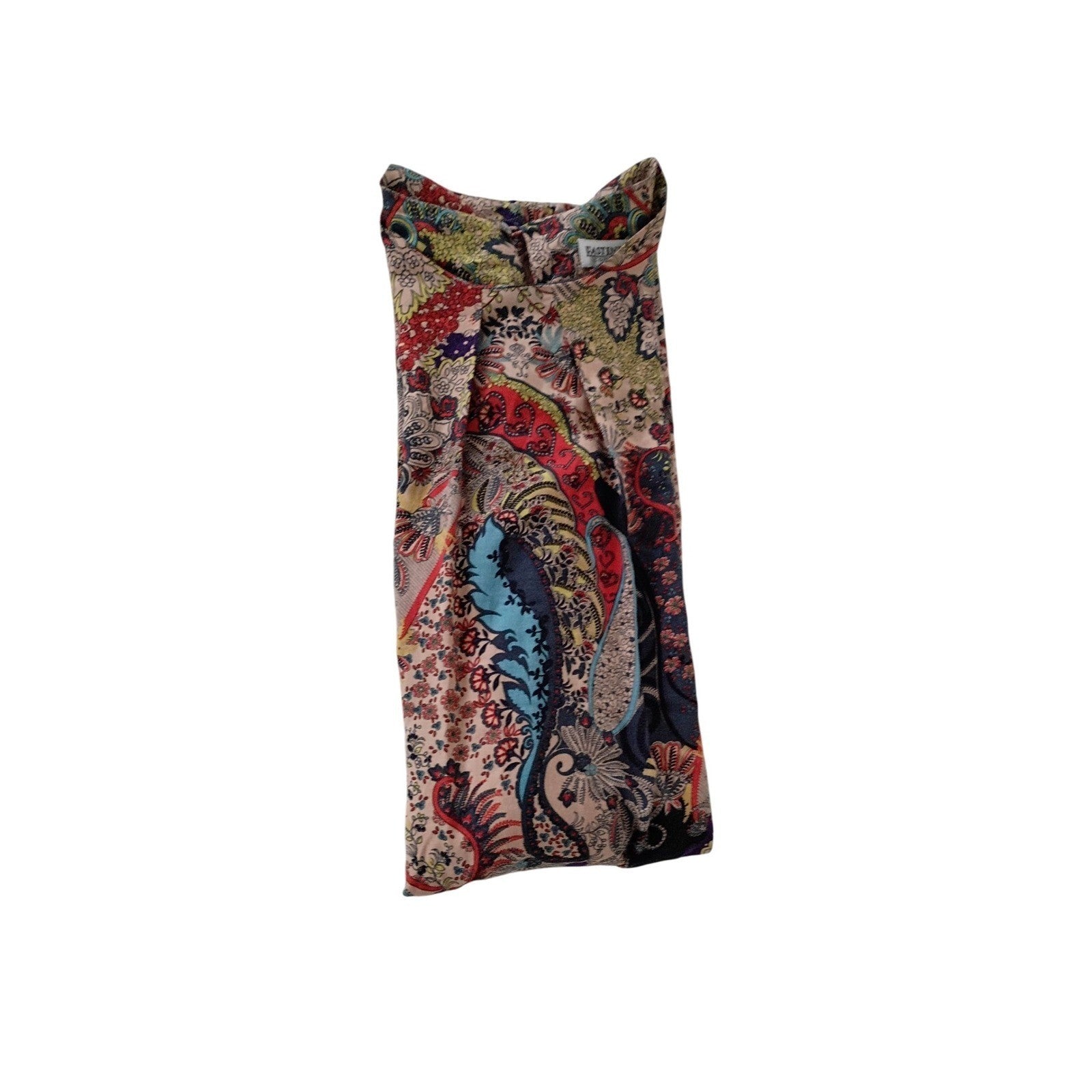 EAST INDIA COMPANY Paisley Print Viscose Midi Dress 3/4 Sleeve Elastic Waist