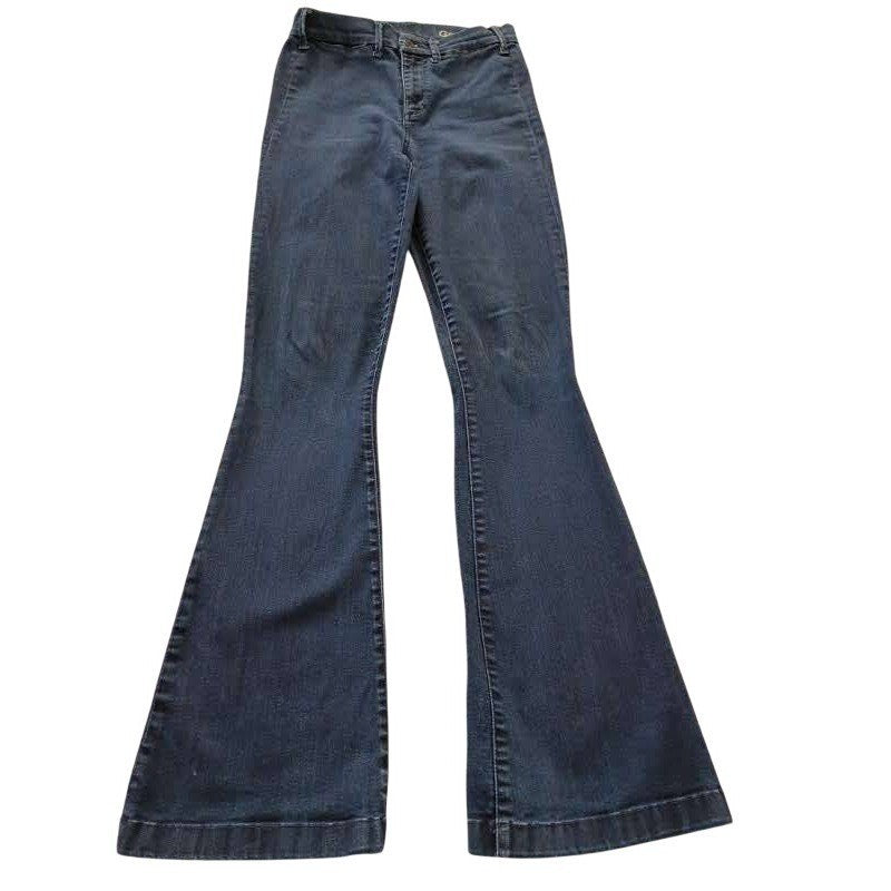 GAP 1969 High Rise Bootcut Flare Clean Dark Indigo Jeans 27x33 Stretch Denim