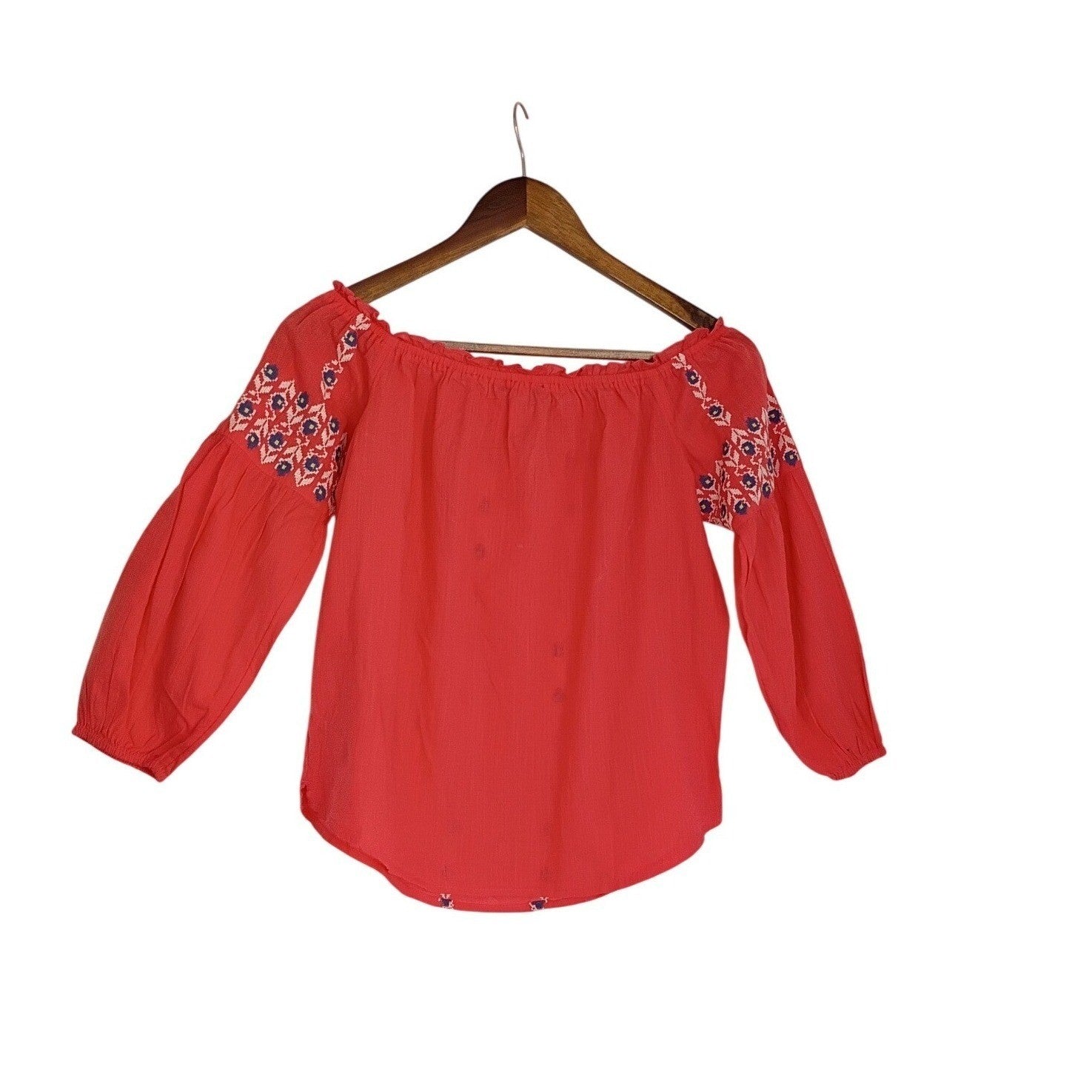 Abercrombie & Fitch NWT 100% Cotton Red Embroidered Peasant Top S Boho