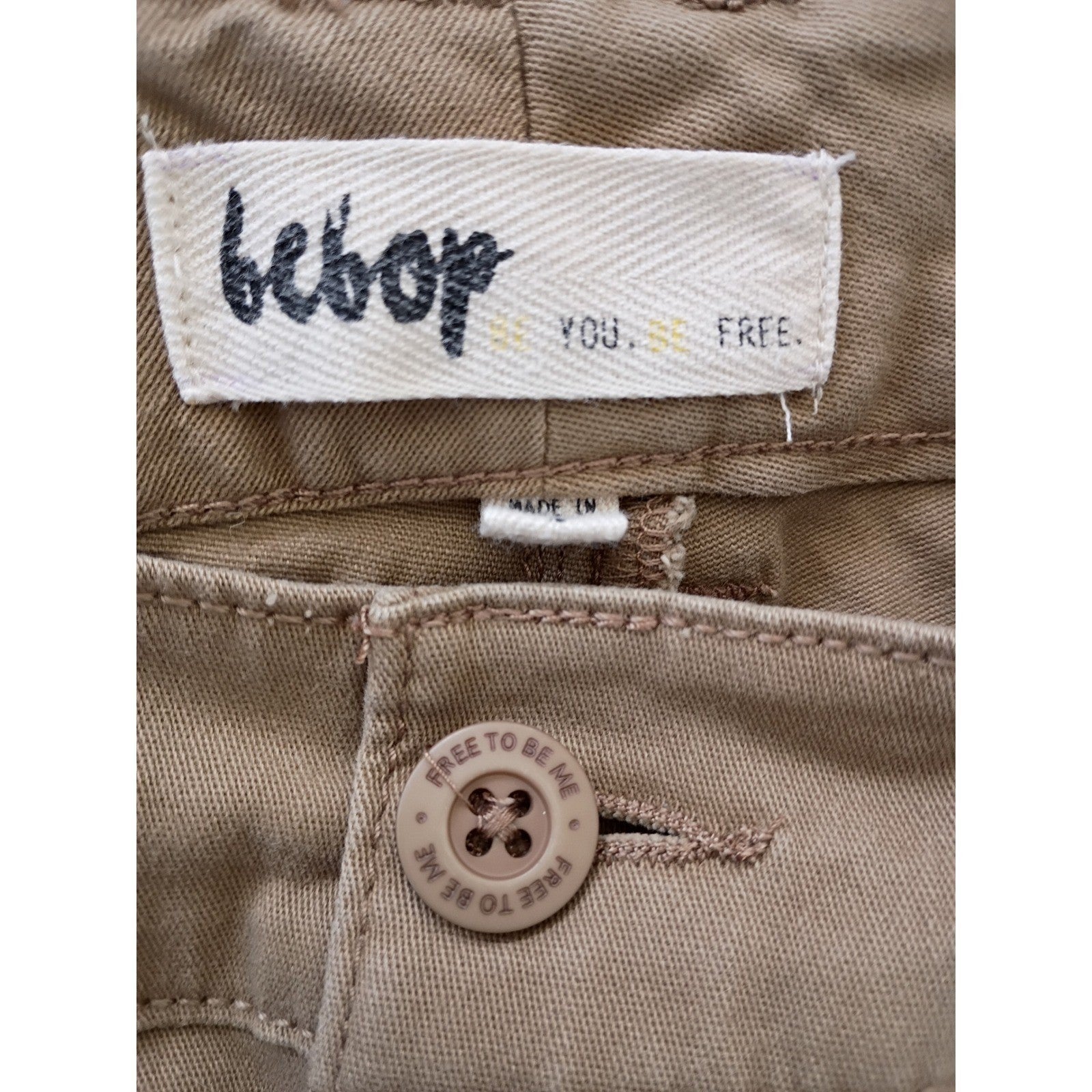Bebop Womens Khaki Flare Leg Pants Tan Mid Rise Bootcut Trousers Size 7