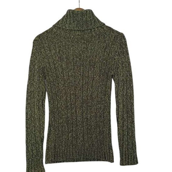 Old Navy Wool Angora Blend Cable Knit Cowl Neck Sweater Green Cozy M