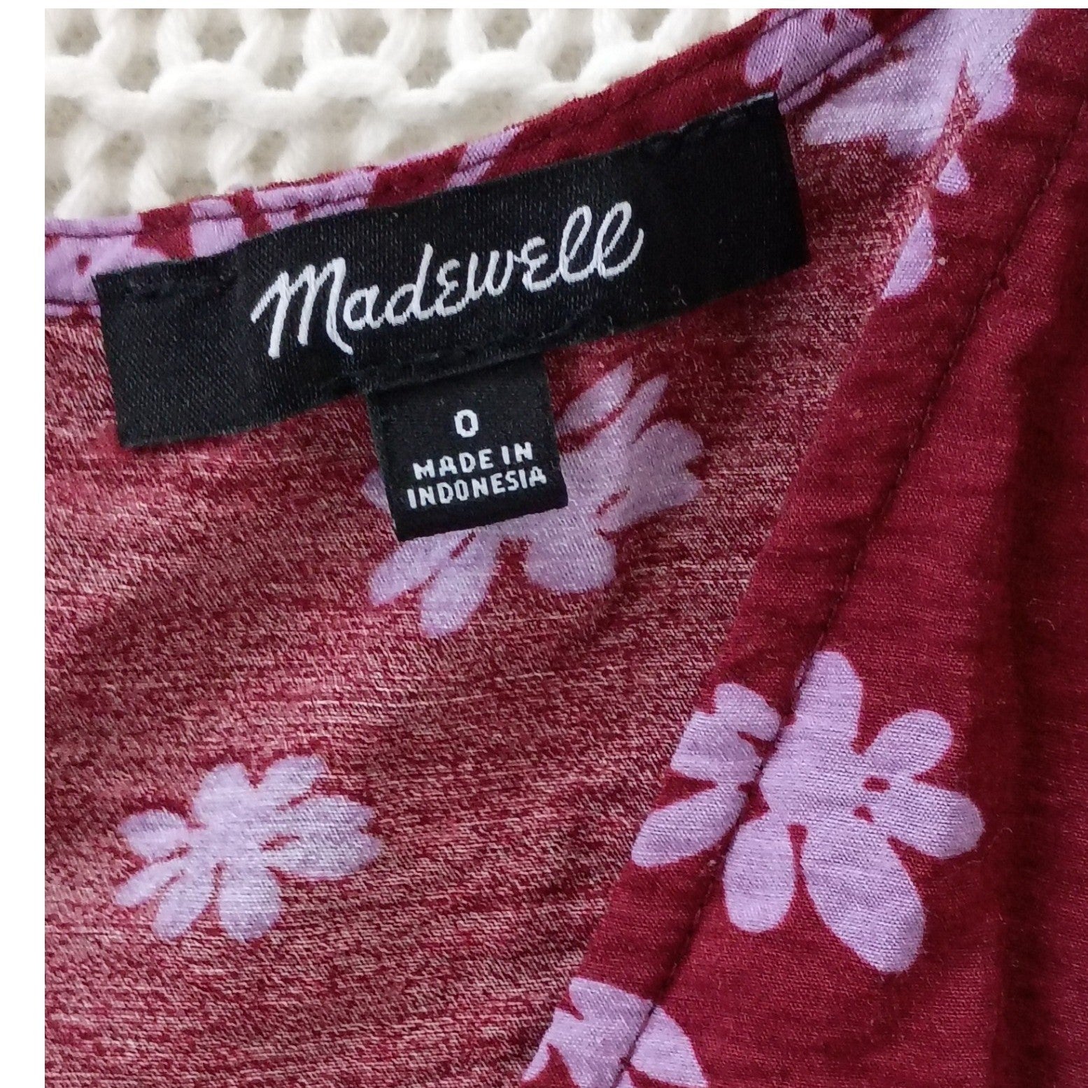 Madewell NWOT Burgundy Floral Cotton Midi Dress Cottagecore Prairie V-Neck S