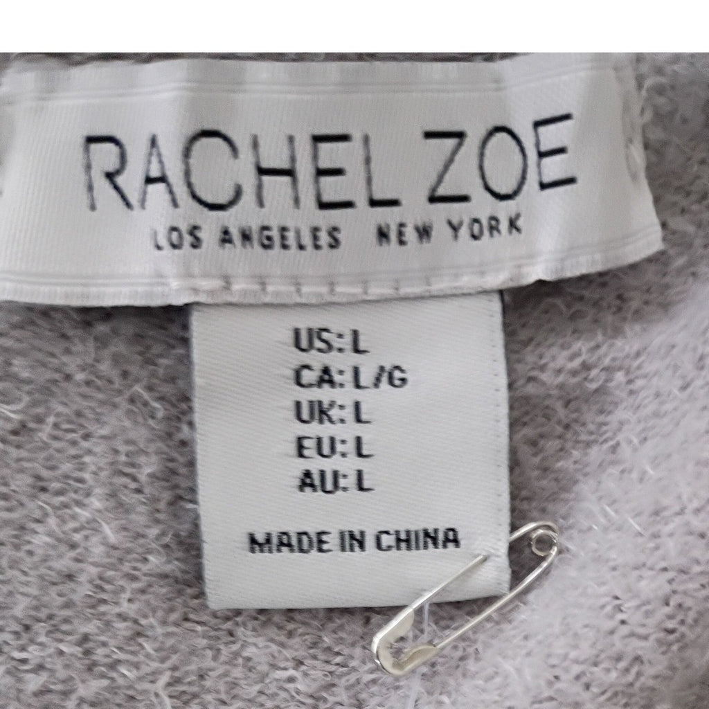 Rachel Zoe Oversized Elegant Long Cardigan Knit Belted Pockets Beige Size L