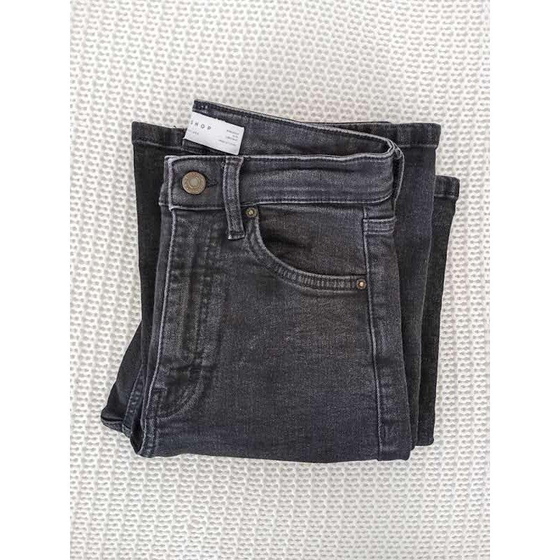 Topshop Jamie Bootcut Jeans Washed Black High Rise Denim 26x30 NWOT