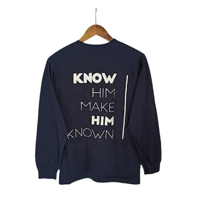Alstyle Apparel Compass Rose Know Him Make Him Known Long Sleeve T Shirt Navy S