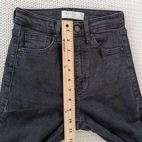 Topshop Jamie Bootcut Jeans Washed Black High Rise Denim 26x30 NWOT