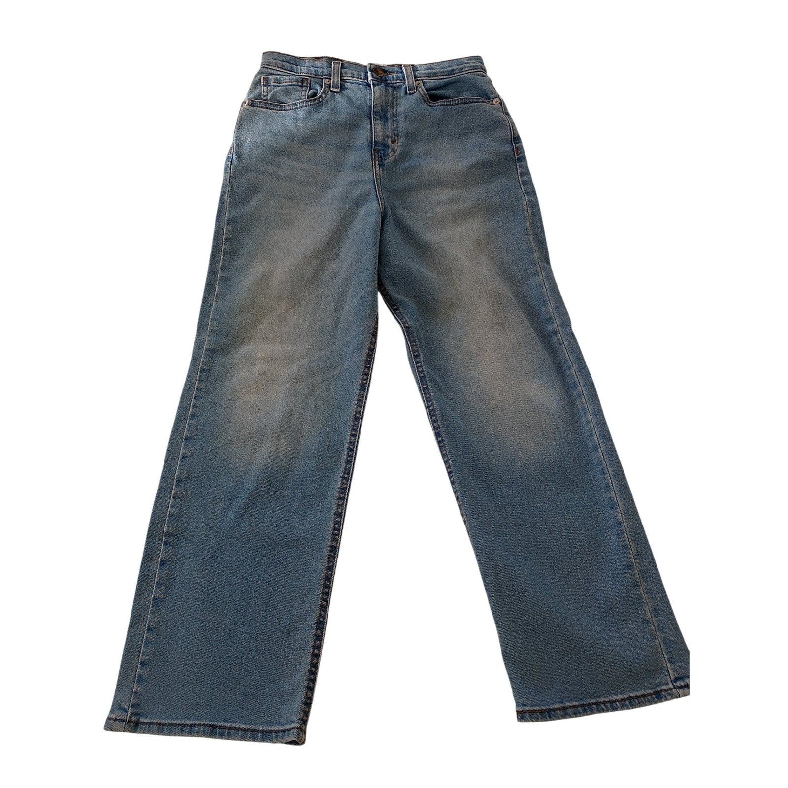 Levi's 501 Straight Leg Jeans Distressed Blue Wash Button Fly Women W25 L30
