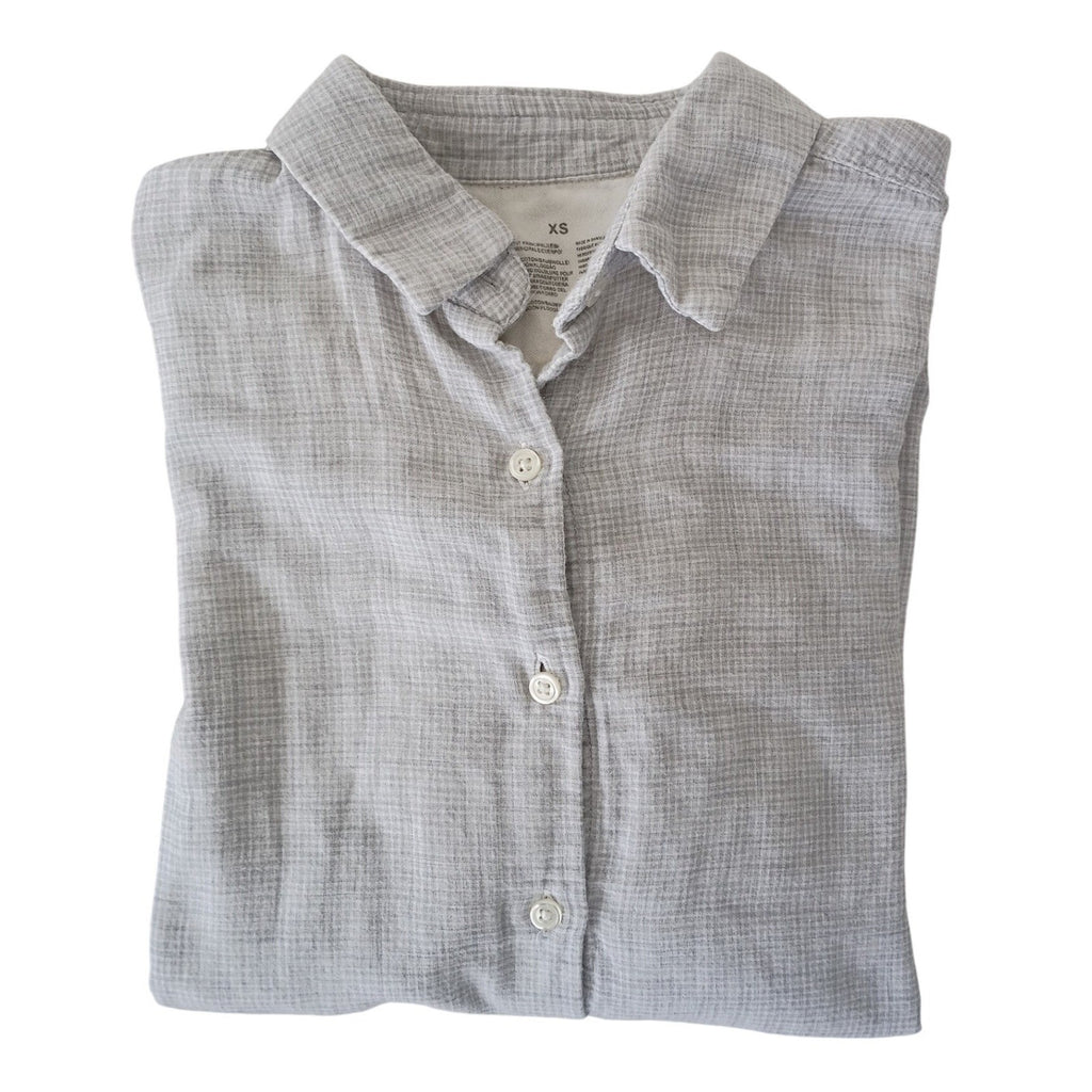 Uniqlo Linen Blend Long Sleeve Button Up Shirt Gray Fits S Casual Everyday